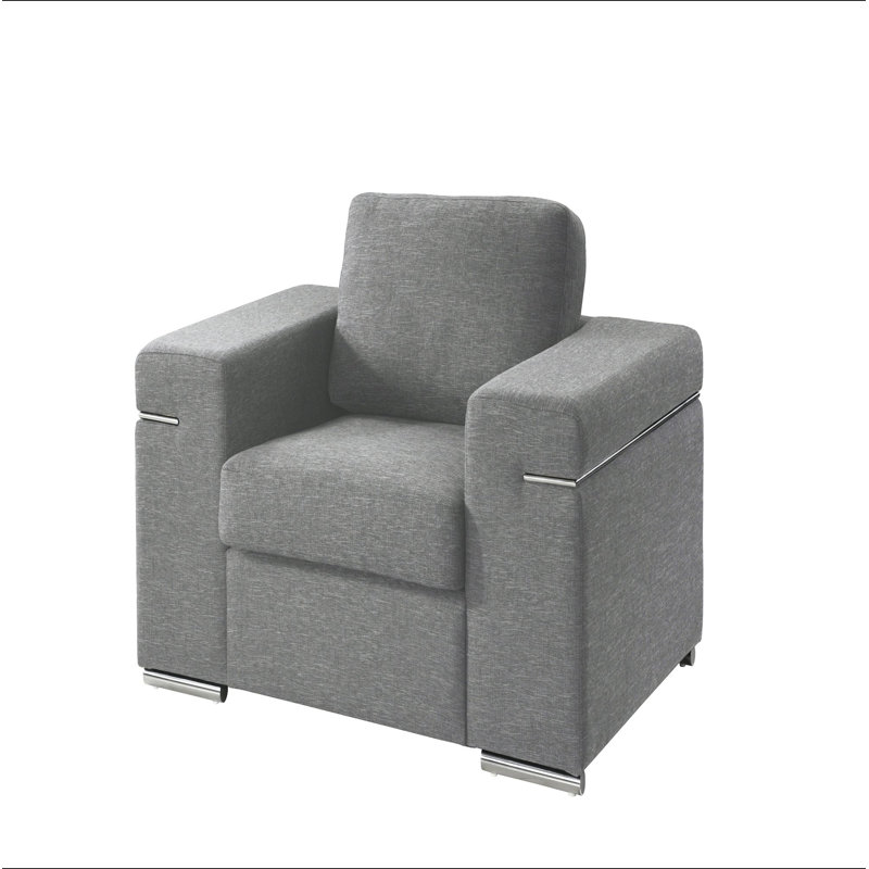 Chaise avec accoudoirs en tissu tissé, Tissu gris