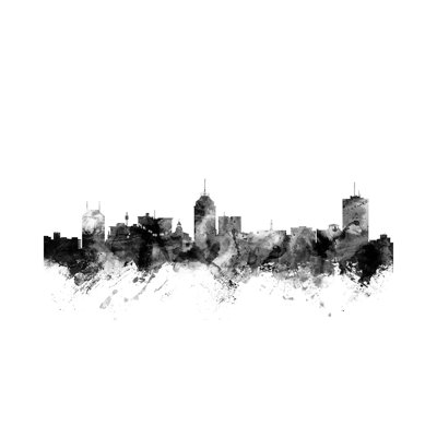 Fresno, California In Black & White by Michael Tompsett - Wrapped Canvas Gallery-Wrapped Canvas Giclée