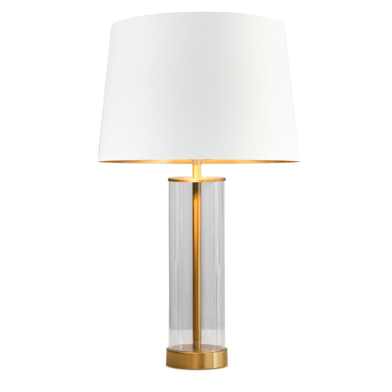 Albesa 57cm Cylinder Clear Glass Gold Metal Table Lamp