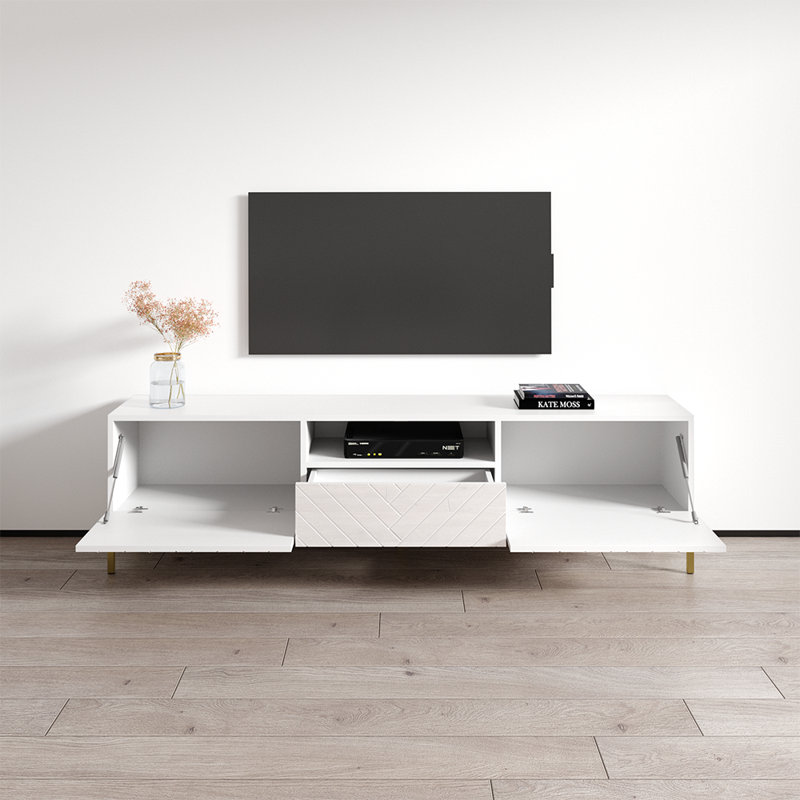 Wincanton 74.8" Modern TV Stand with High Gloss Finish, White