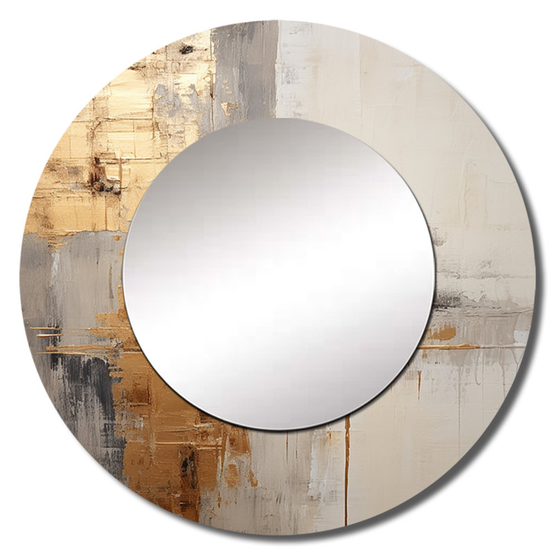 Miroir mural Rosen doré et beige Soft Fusion I, 36 po x 36 po