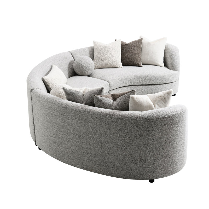 Canapé modulaire gris avec 9 coussins - Courbe contemporaine pour un espace de vie moderne et confortable