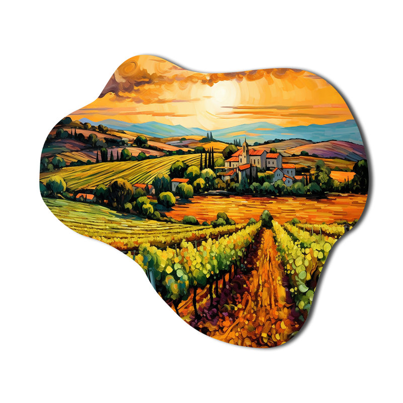 «Vangogh Sunlit Vineyard I - Cloud Vangogh», reproduction d'art asymétrique, H 25 po x l 28 po x P 1 po