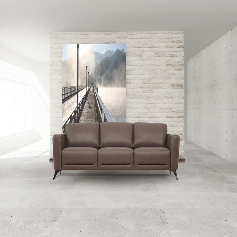 Taupe Leather Sofa (Assembled)