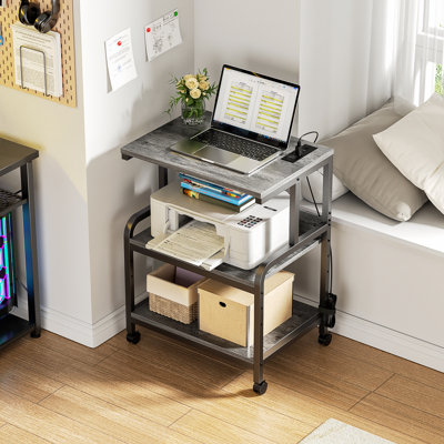 30.3'' H x 23.6'' W Printer Stand with Charging Station And Wheels