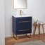 Meuble-lavabo simple 24 po en bois bleu avec plateau en céramique