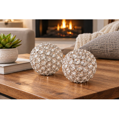 3479 5"D Silver Crystal Spheres