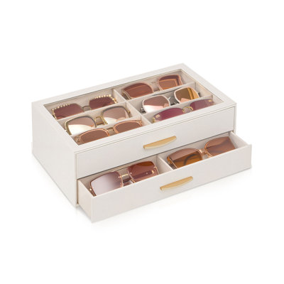 Sunglasses Organizer with Enlarged Compartment, 12 Slots 2-Layer Eyewear Storage Box Women’s Glasses Case Display Holder with Clear Top Lid for Eyeglass Collection, Gift for Women