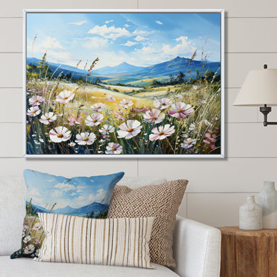 «White Wildflowers Mountain Charm II», reproduction sur toile