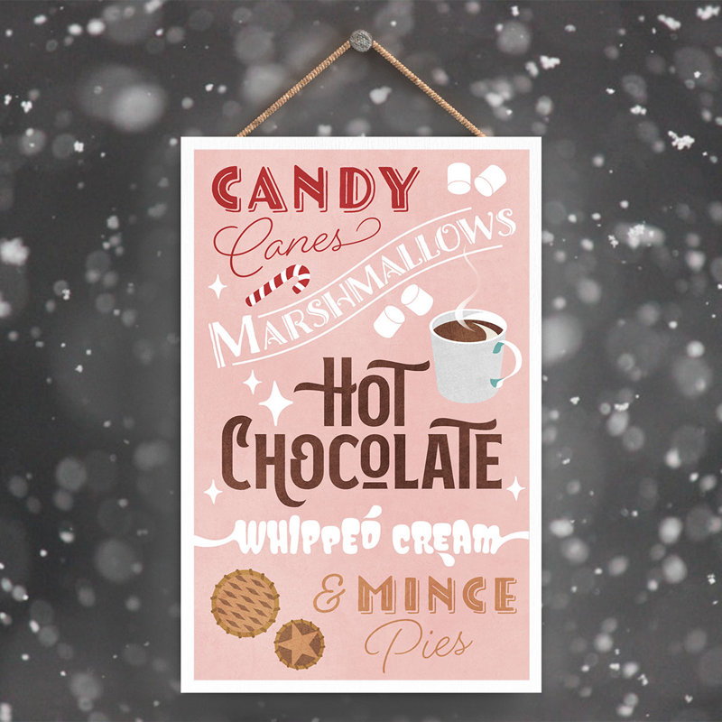 Xmas Candy Canes Wooden Plaque, 18.5cm H x 12cm W x 0.9cm D