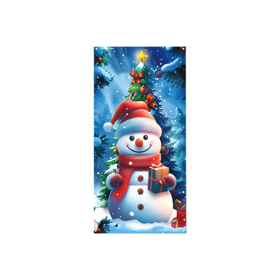Housse de porte de Noël 35 X 71 pouces - Motif du Père Noël - Décoration de porte de Noël - Décoration de fête