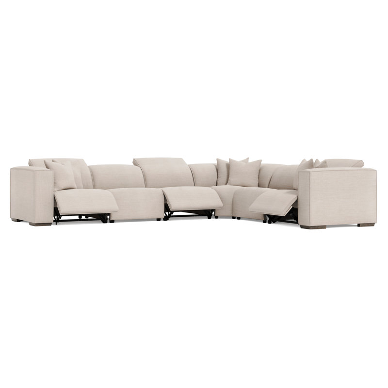 Bernhardt 6 Piece Bliss Fabric Power Motion Sectional, Right Hand Facing, 31" H x 160" W x 127" D