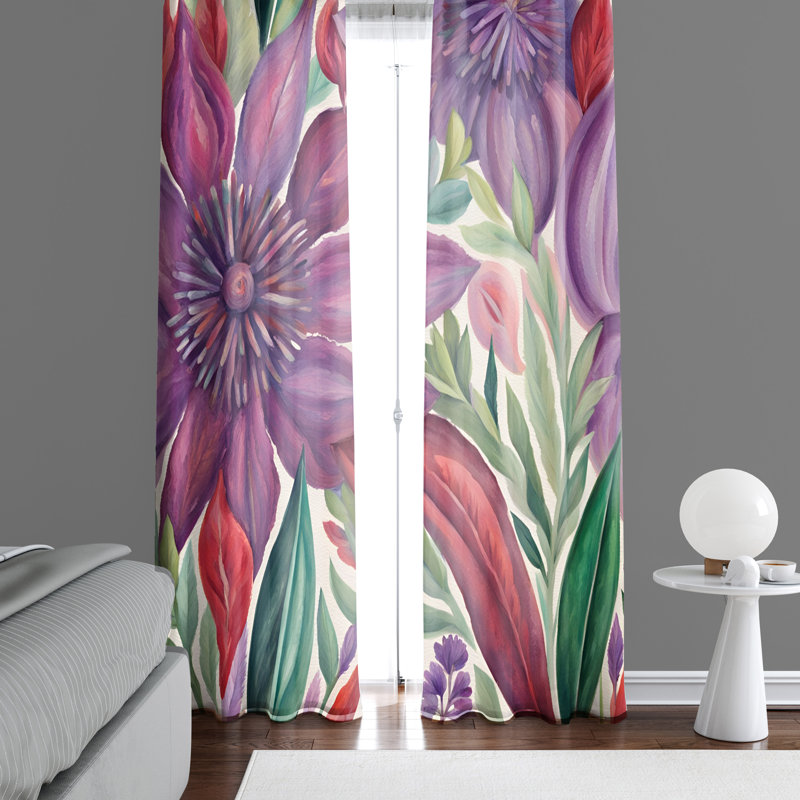Paire de rideaux semi-transparents en polyester Emyleigh, L 40 po x L 52 po