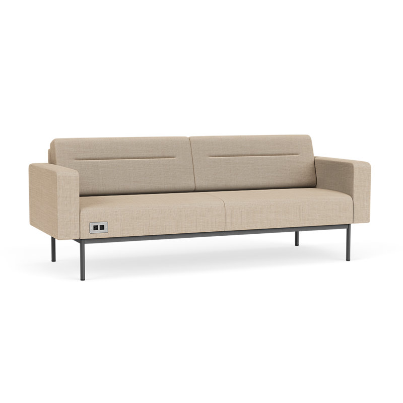 Canapé de réception Darsey, Avec alimentation, Chambray calcaire, Gris anthracite