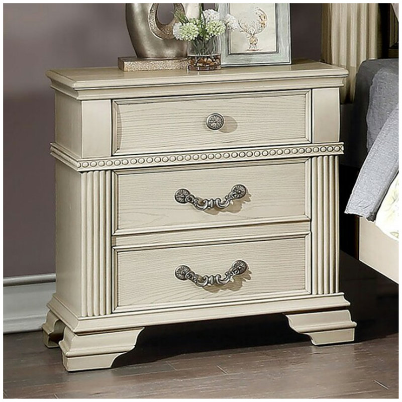 Table de chevet 1pc blanc antique