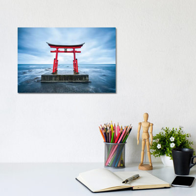 Red Torii Gate In Shosambetsu by Jan Becke - Wrapped Canvas Gallery-Wrapped Canvas Giclée