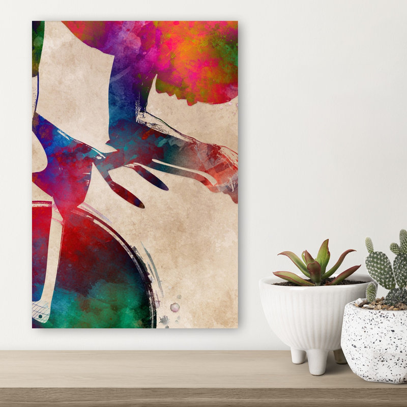«Dynamic Watercolor Cyclist», art mural contemporain, 18" H x 12" W