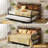 Twin Size Daybed With Trundle Twin, Metal Daybed Frame With Pop-Up Trundle Bed And Charging Station,Day Bed With Wooden Storage Headboard And LED Lights