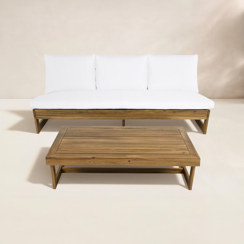 Louise Outdoor Conversation Set, White, Brown