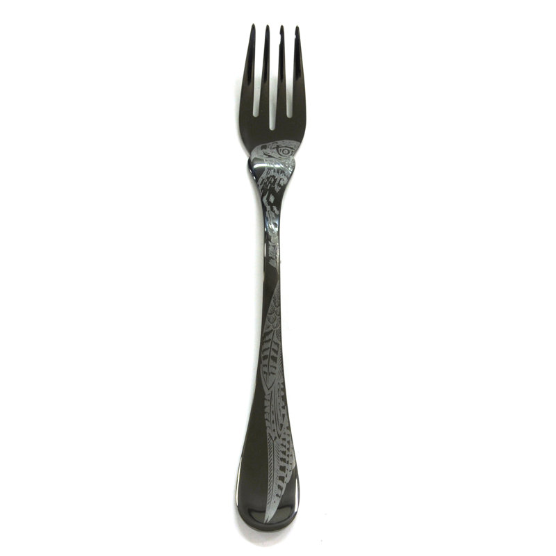 Caccia Table Fish Fork - 12 Pieces, Oro-nero