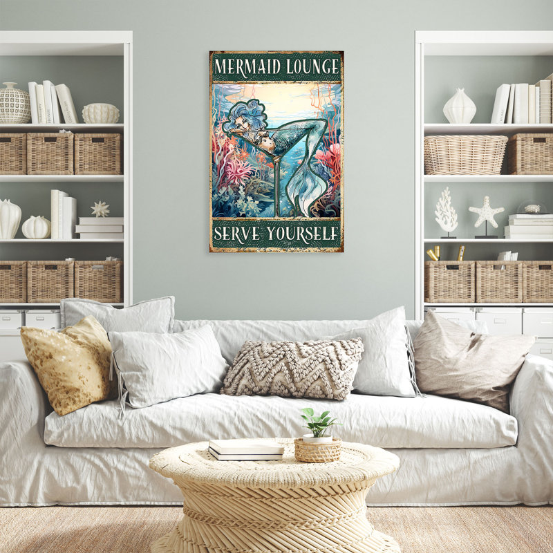 «Mermaid In A Glass Mermaid Lounge», reproduction d'art graphique sur toile tendue, H 36 po x l 24 po x P 2 po