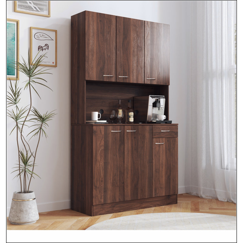 Armoire de cuisine de 70,87 po de hauteur avec 6 portes, 1 tablette ouverte et 1 tiroir pour la chambre à coucher