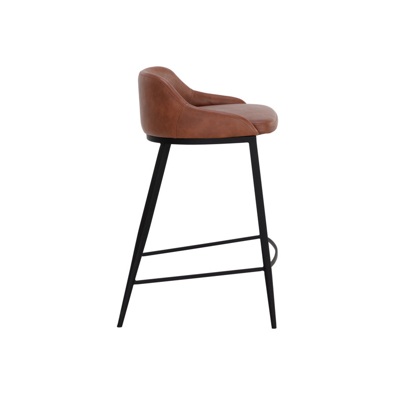 ASTRA Upholstered Stool with Metal Frame, Brown, Counter Stool (26.25" Seat Height)