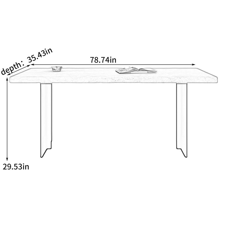 Table de salle à manger simple de style rétro, H 29 à 53 po x L 78,74 po x l 35,43 po