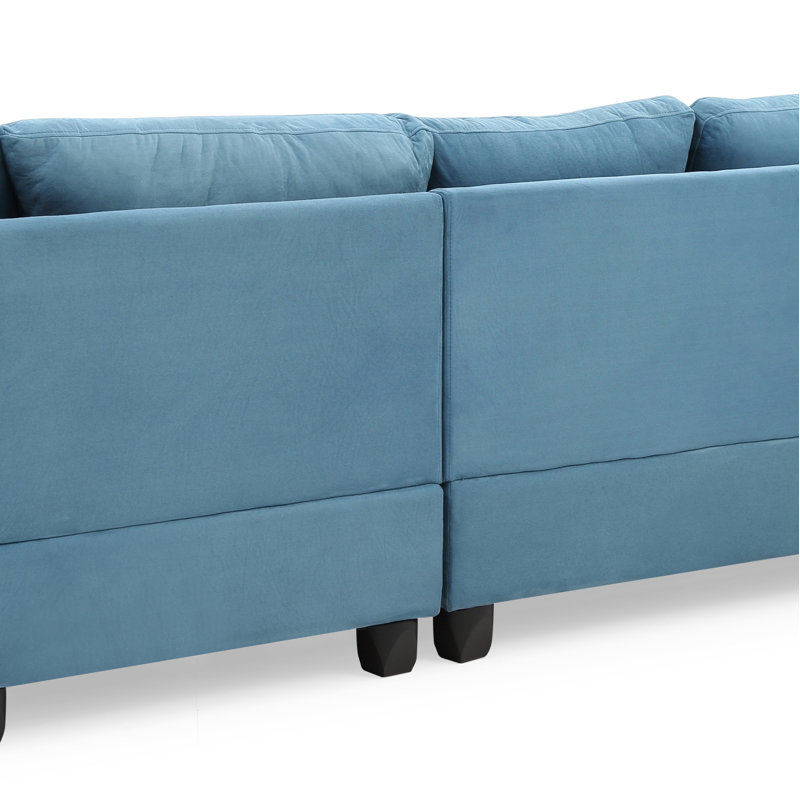 Canapé modulaire moderne pour le salon (sans repose-pieds), Microfibre turquoise, Face à la droite