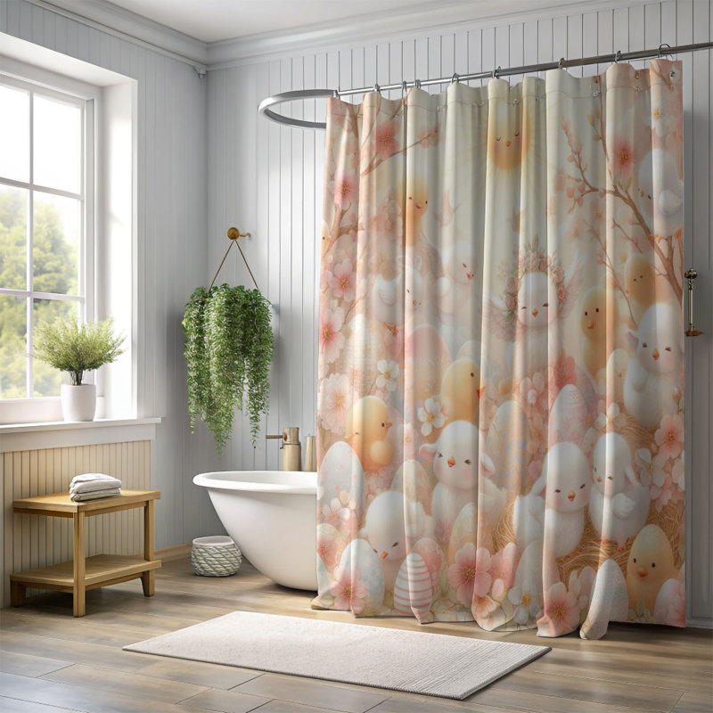 Rideau de douche standard 1 pièce Bunny Joy, H 74 po x l 71 po