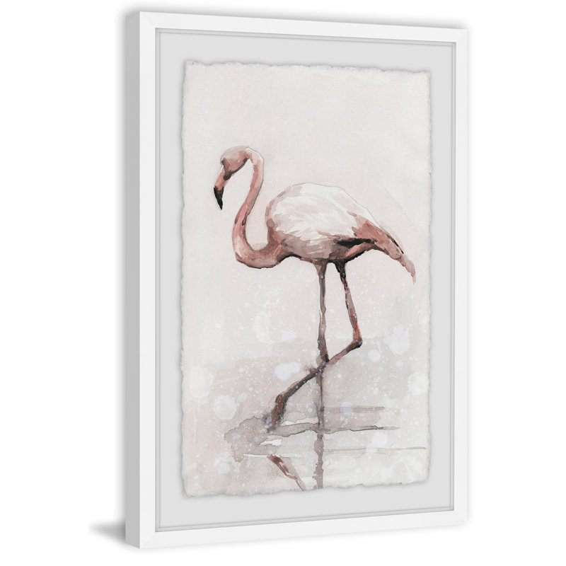 «Flamingo Splash», reproduction sur toile, H 45 po x l 30 po x P 1,5 po, Cadre flottant blanc