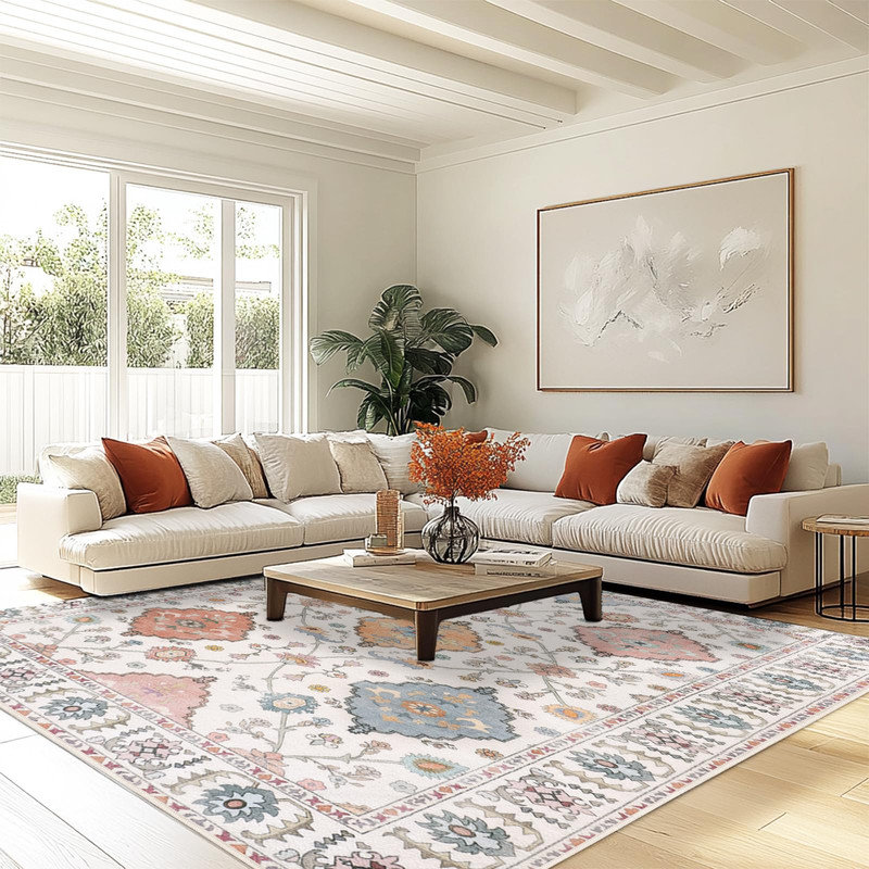 Tapis intérieur / extérieur lavable beige, Rectangle 5 pi x 7 pi