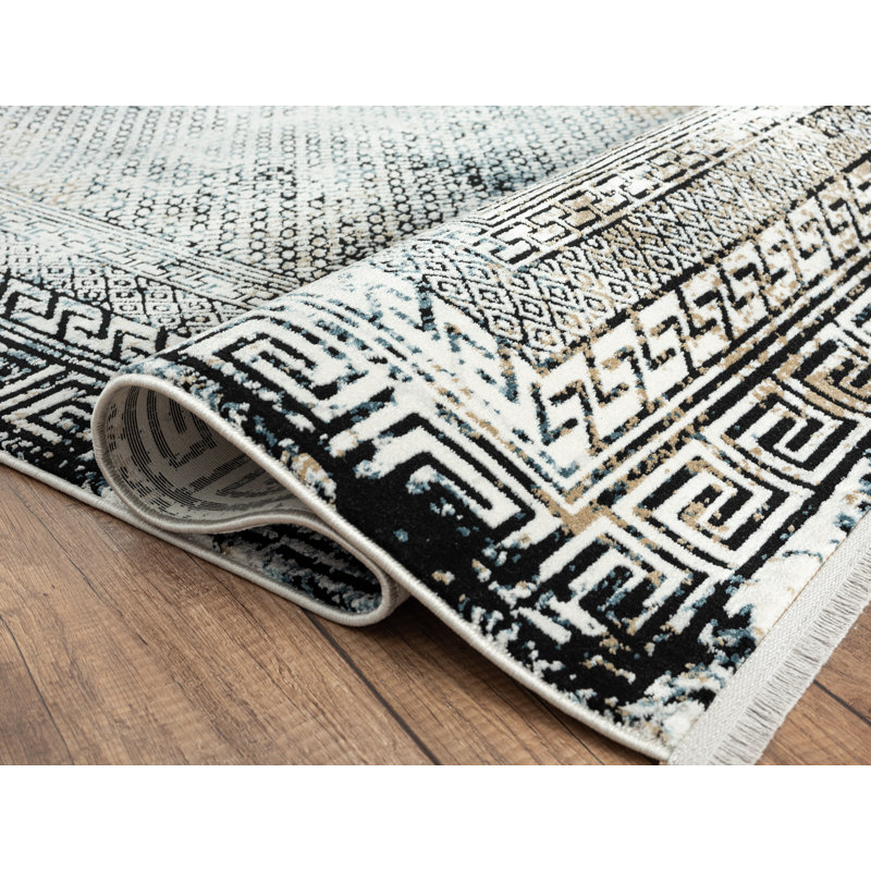 Tapis transitionnel gris Brinda Collection, Rectangle 5' x 8'