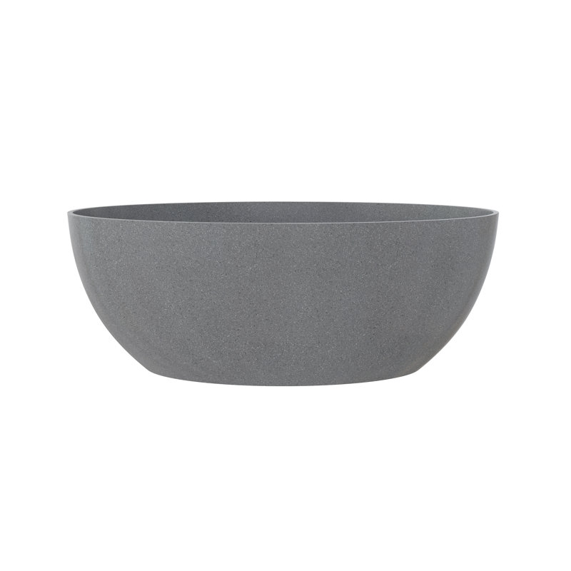 63''x 31'' Freestanding Soaking Solid Surface Terrazzo Bathtub,Stone Resin Soaking Tub with Overflow