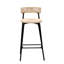 Tabourets de bar ronds en papier tissé à la main avec dossier et repose-pieds pour îlot de cuisine et salle à manger (ensembles 2 pièces)-438577386