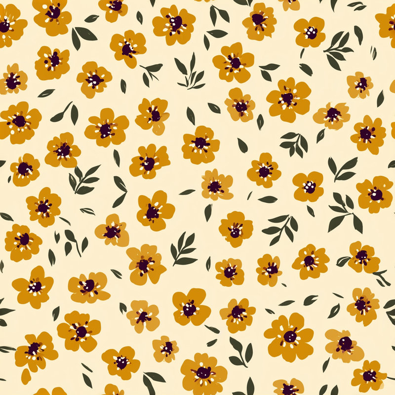 Papier peint fleurs de moutarde jaune crème, Peel and Stick