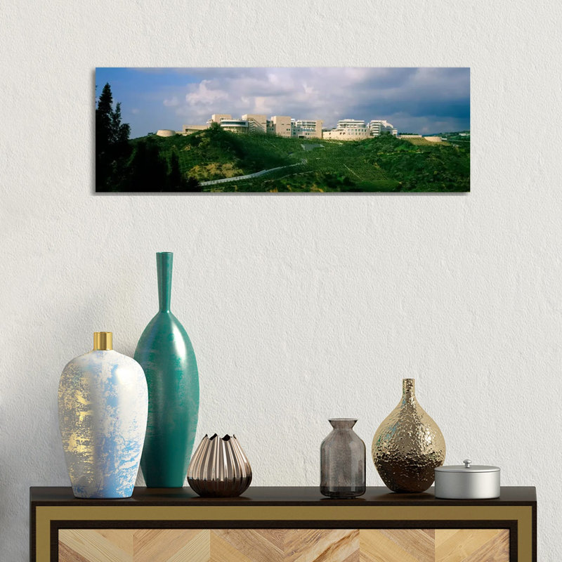 Low Angle View Of A Museum On Top Of A Hill, Getty Center, City Of Los Angeles, California, USA by Panoramic Images - Wrapped Canvas Panoramic Print