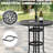 Cast Aluminum Patio Bar Table With Vintage Hollow Tabletop, Umbrella Hole