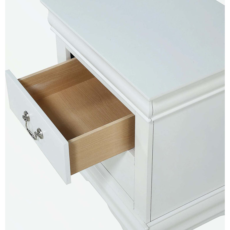 1pc Table de chevet blanche Louis Philippe, Blanc