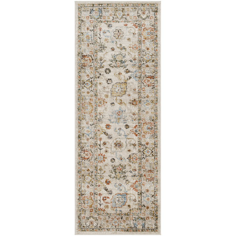 Pertek Grace Traditional Cream Area Rug, Runner 2'7" x 7'3"