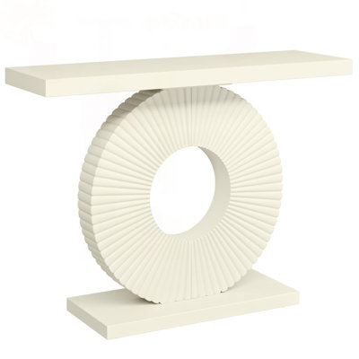 40" Modern White Console Table with Geometric Base