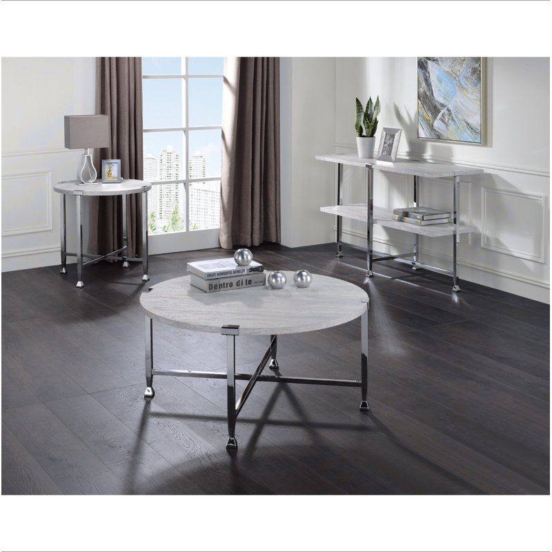 Table basse ronde avec cadre en métal