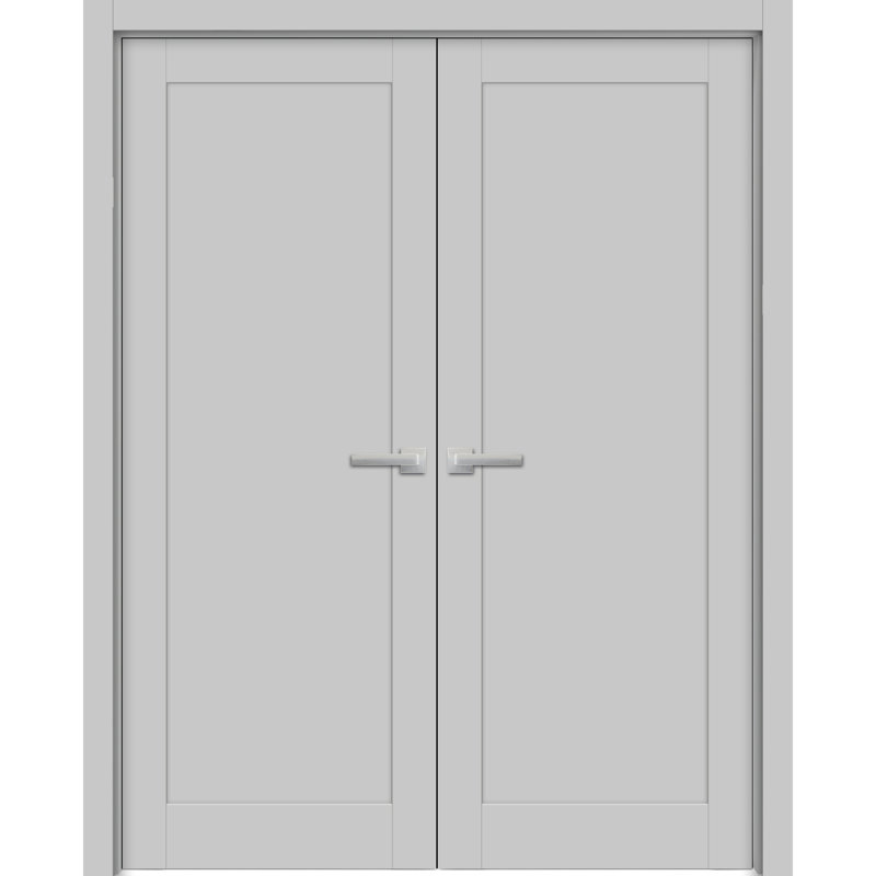 Portes françaises à panneaux en bois Quadro, Gris mat, 48 po x 96 po