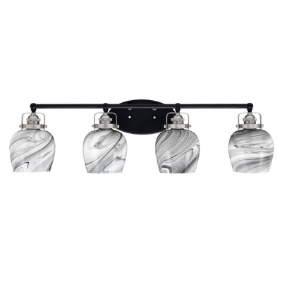 Easton 4 Light Bath Bar With 6" Onyx Swirl Glass