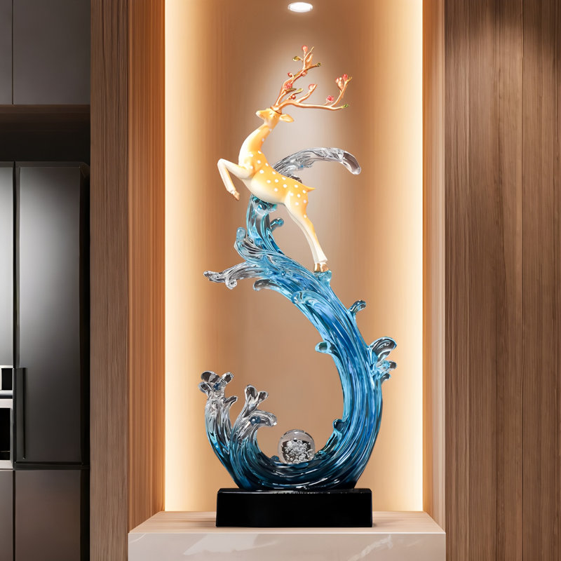 26.18"Blue resin irregular-shaped artwork