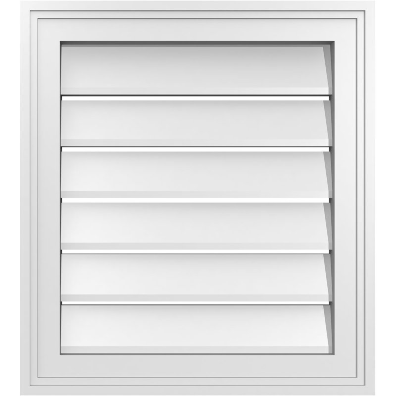 Évent à pignon fonctionnel en uréthane rectangulaire à fixation en surface, brun clair apprêté, H 20 po x l 18 po x P 1,5 po
