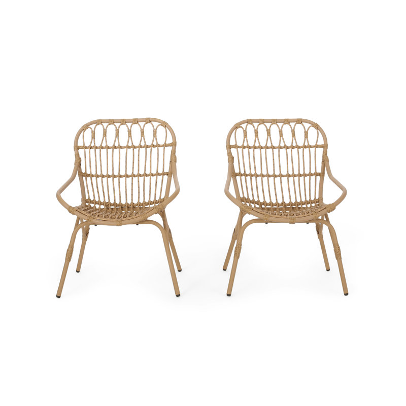 Chaises modernes - 2 pièces, brun, l 29,44 po x l 24,25 po, H 33,15 po, structure en fer pour faux jardin, cadre, brun