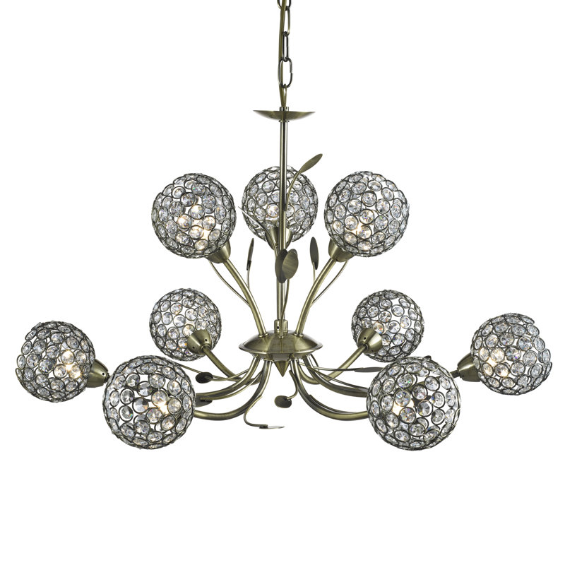 Blackmon 9 - Light Shaded Chandelier, Antique Brass
