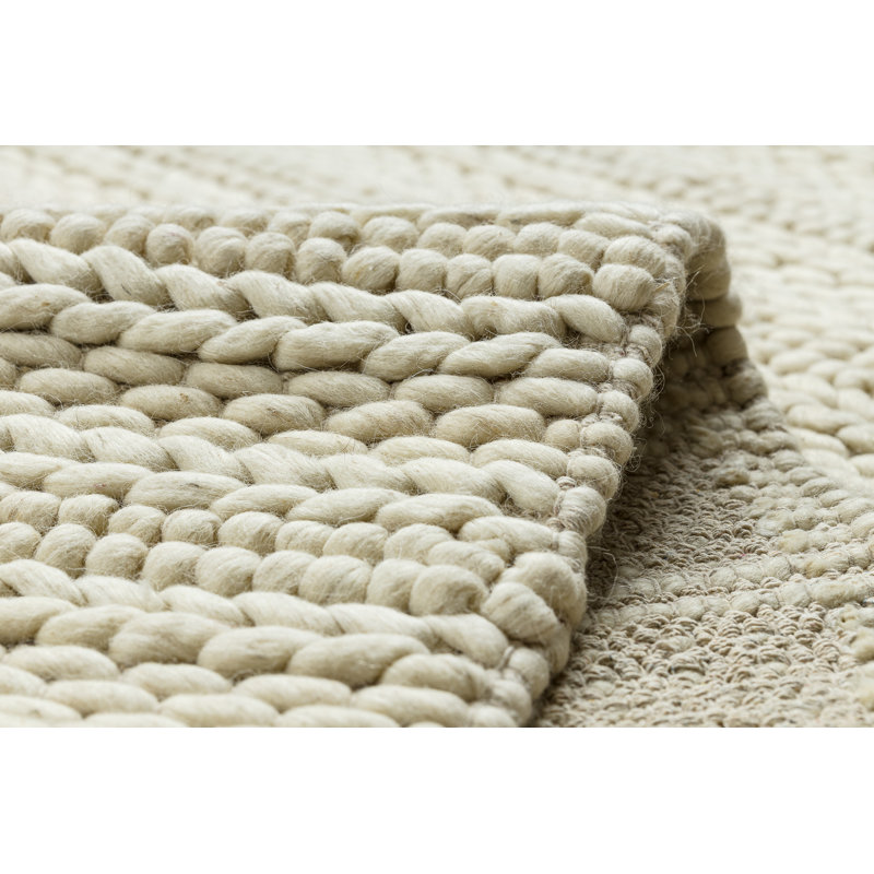 Sherree 99002B Hand Woven Wool Rug Cream Striped 200 x 290 cm, Rectangle 200 cm x 290 cm