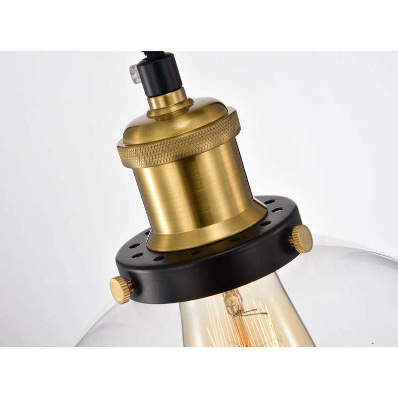Hershman 1 - Light 7.9" Antique Gold and Black Single Globe Pendant